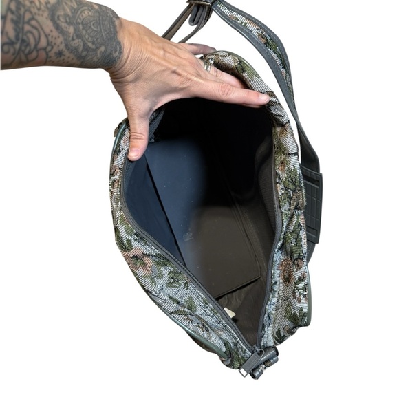 Vintage Stradellina Gray-Green Floral Tapestry Carry-On Luggage Bag Retro - Picture 5 of 10